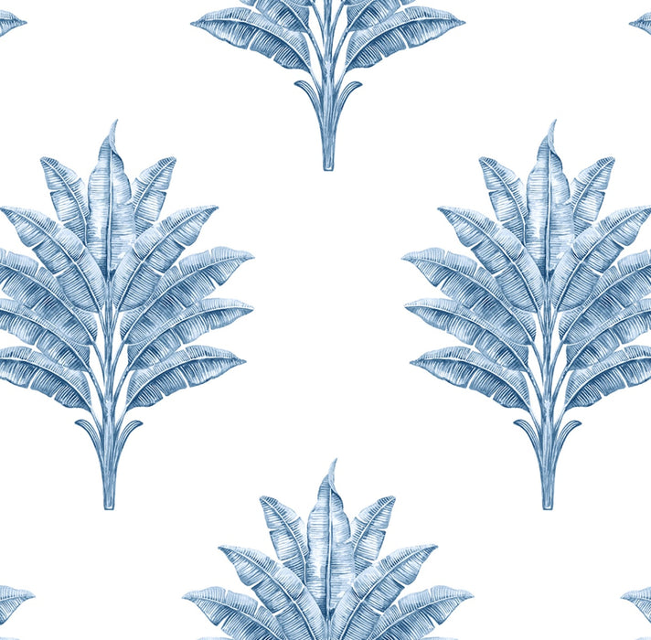 Seabrook Designs Sea Breeze Palm Coastal Blue Wallpaper HG10602