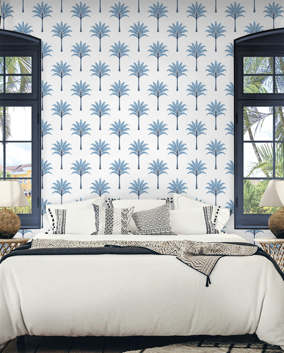 Seabrook Designs Montgomery Palm Blue Lake Wallpaper HG10702