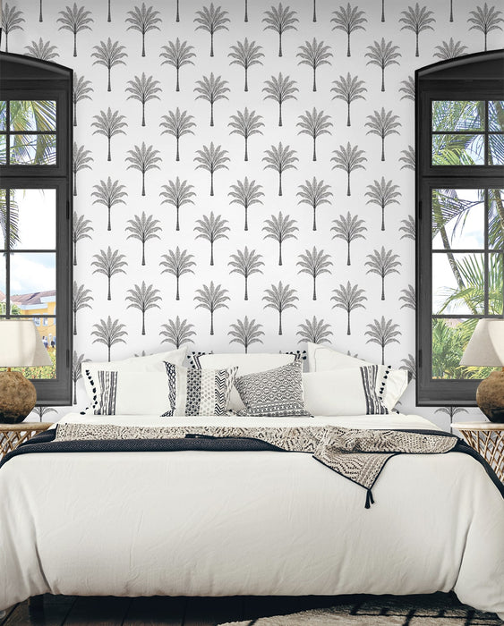 Seabrook Designs Montgomery Palm Harbor Grey Wallpaper HG10708