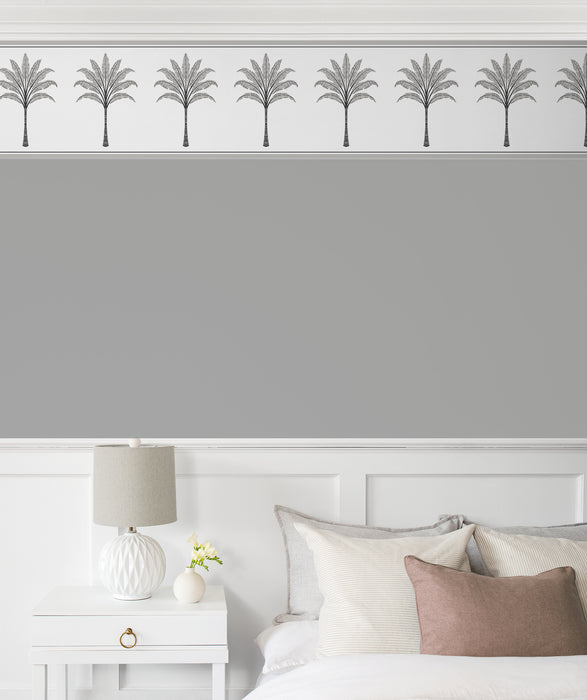 Seabrook Designs Montgomery Palm Border Harbor Grey Wallpaper HG10808B