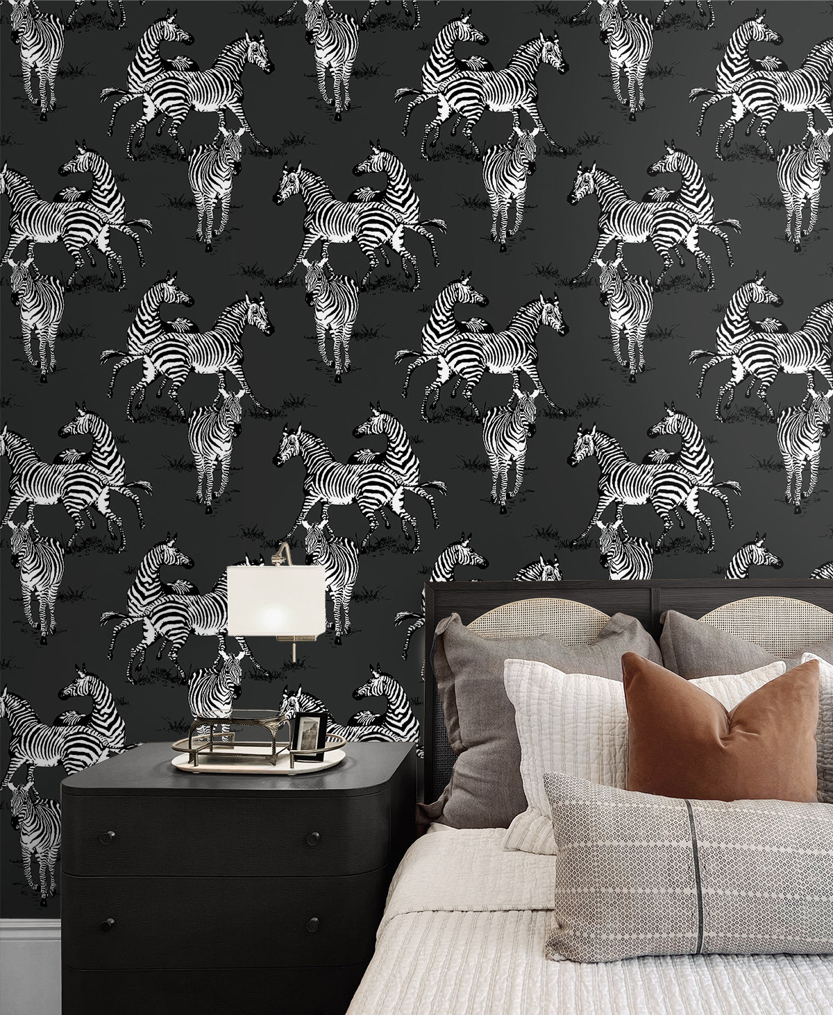 Seabrook Designs Playful Zebras Charcoal Wallpaper HG11120