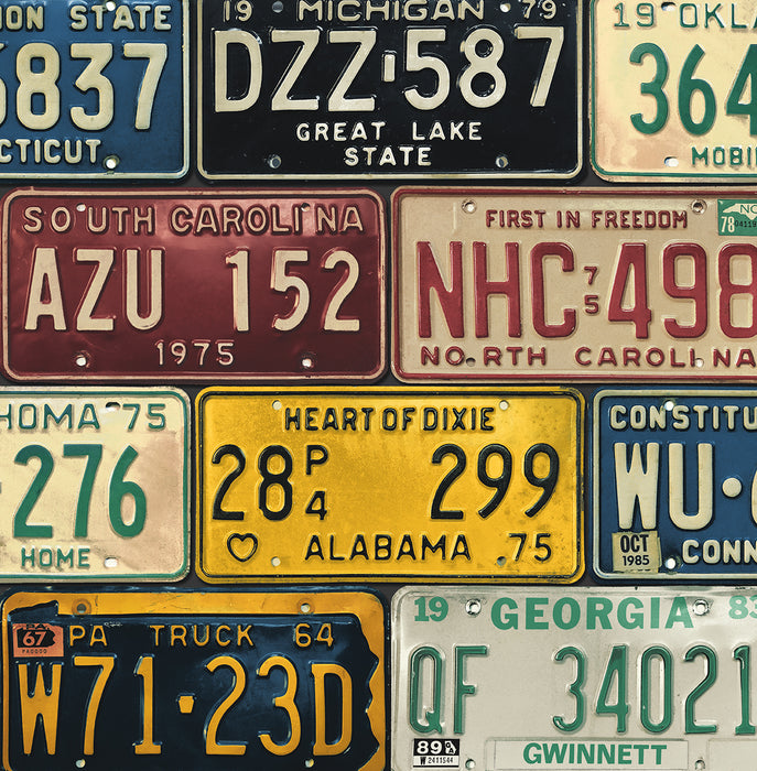 Seabrook Designs License Plates Mutlicolored Wallpaper HG11301