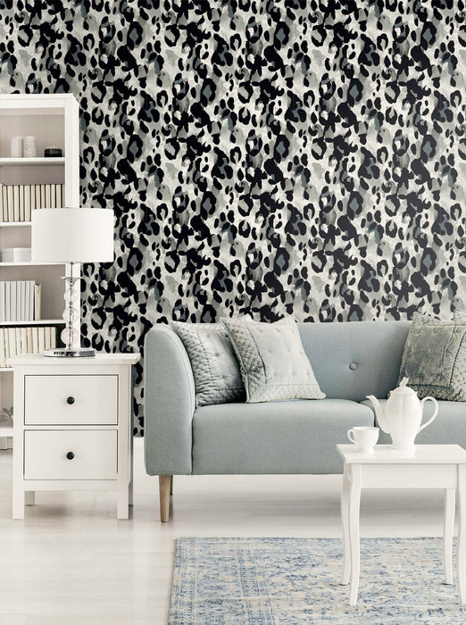 Seabrook Designs Leopard Print Anchored Grey Wallpaper HG11400