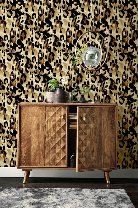 Seabrook Designs Leopard Print Fallburn Tan Wallpaper HG11406