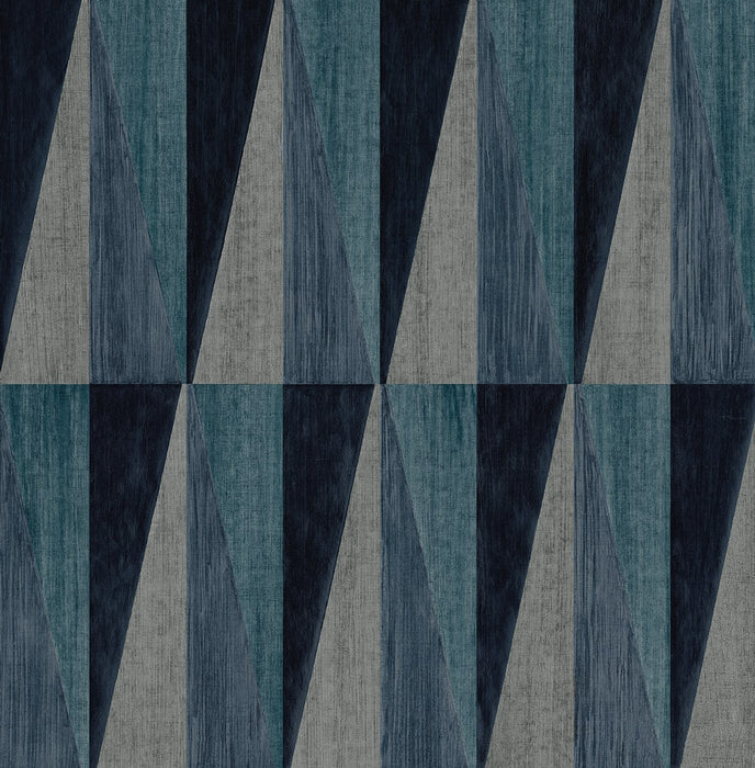 Seabrook Designs Pieced Diamonds Denim Blue Wallpaper HG11502