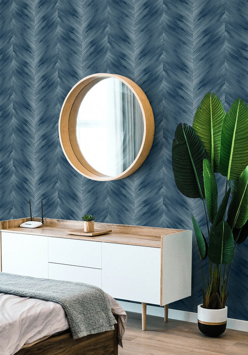 Seabrook Designs Washed Chevron Blue Lake Wallpaper HG11702