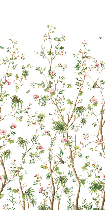 Seabrook Designs Blooming Chinoiserie Mural Fern & Rosebud Wallpaper HG12404M