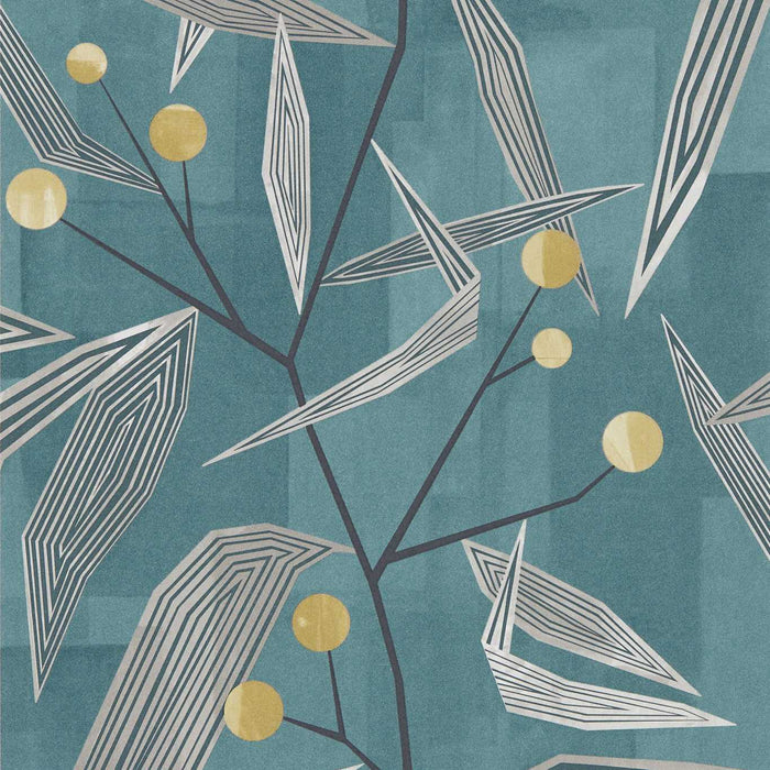 Harlequin Entity Teal/Linden 111691 Wallpaper Sample HGEO111691