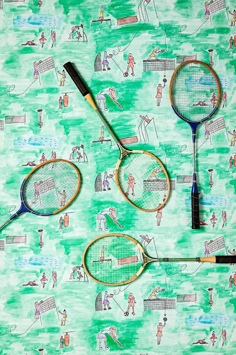 Pierre Frey Les Sports De Lara Vert Wallpaper Sample FP821001