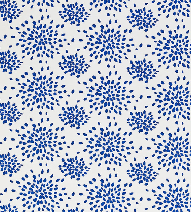 Hinson Fireworks Cotton Print Blue On White Fabric HN 000BF1020