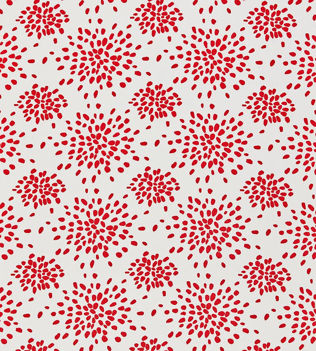 Hinson Fireworks Cotton Print Red On White Fabric HN 000RF1020