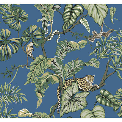 York Jungle Cat Blue Wallpaper HO2141