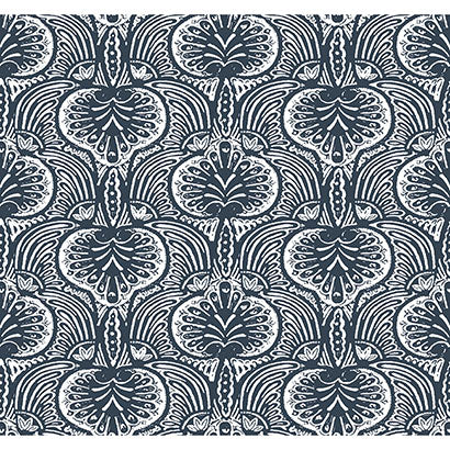 York Lotus Palm Navy Wallpaper HO2153