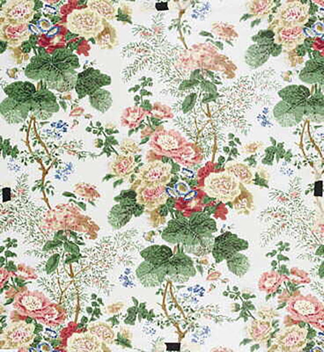 Lee Jofa Hollyhock Hdb White/Coral Fabric HOLLYHOCK HAND.WHITEC.0