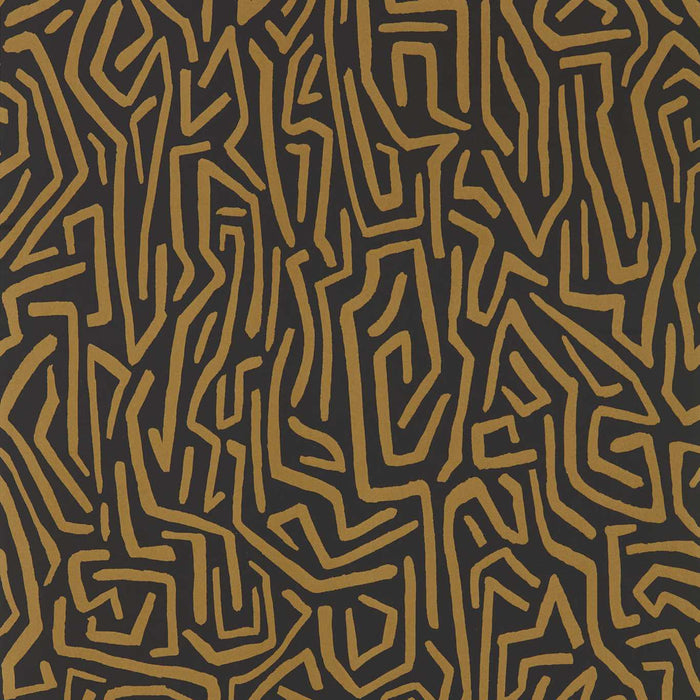 Harlequin Melodic Gold/Black Earth 112829 Wallpaper Sample HQN2112829