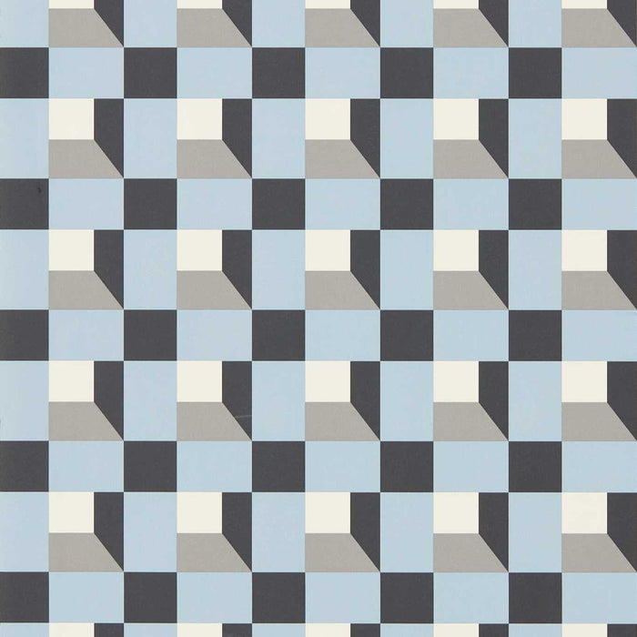 Harlequin Blocks Cornflower/Black Earth/Sketched Wallpaper Sample HQN3112944