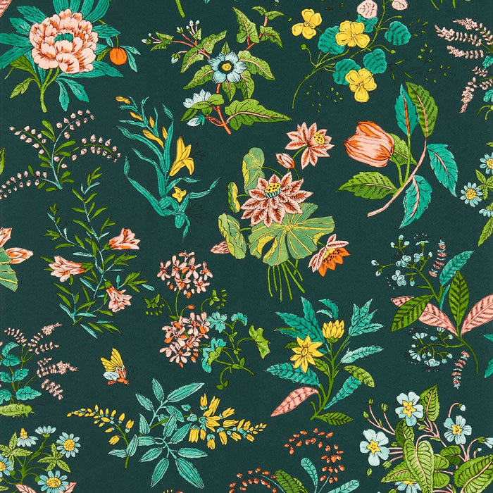 Harlequin Woodland Floral Jade/Malachite/Rose Quartz Wallpaper Sample HSRW113058