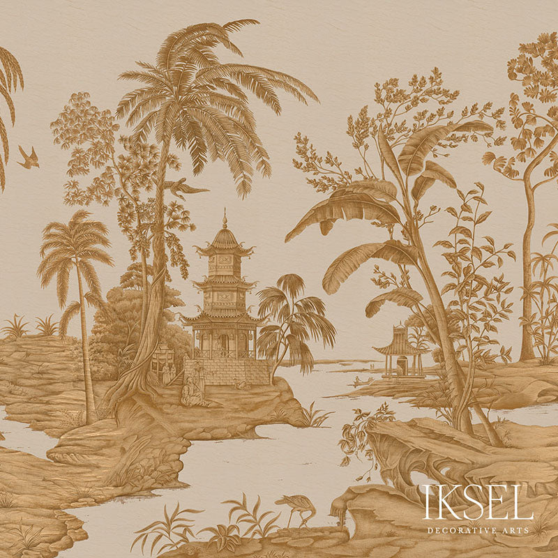 Schumacher Exotic Chinoiserie Biscuit Wallpaper IK2800