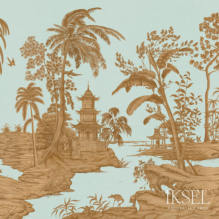 Schumacher Exotic Chinoiserie Cloud Blue Wallpaper IK2801