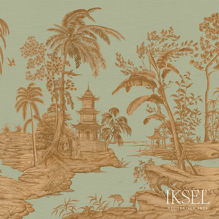 Schumacher Exotic Chinoiserie Sage Green Wallpaper IK2802