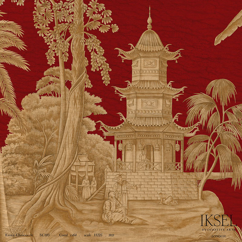 Schumacher Exotic Chinoiserie Coral Wallpaper IK2803