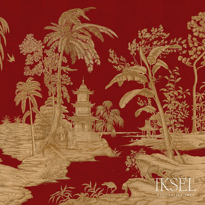 Schumacher Exotic Chinoiserie Coral Wallpaper IK2803