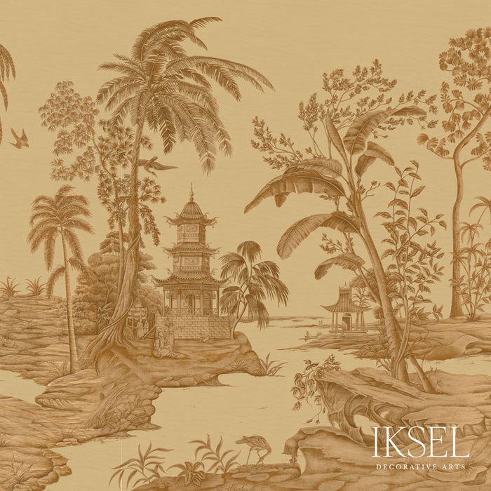 Schumacher Exotic Chinoiserie Sand Wallpaper IK2808