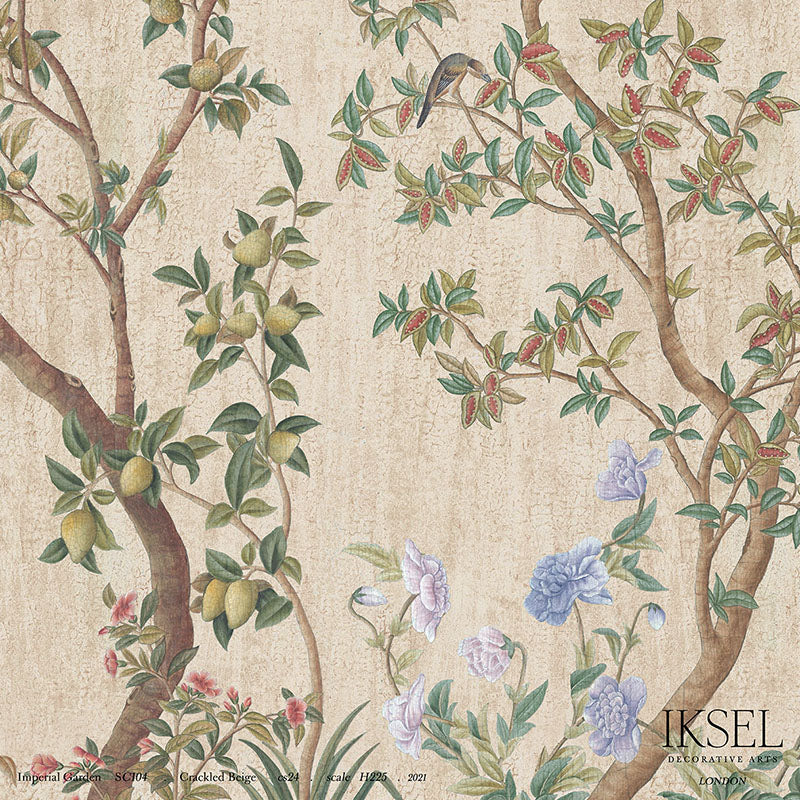 Schumacher Imperial Garden Crackled Beige Wallpaper IK3103