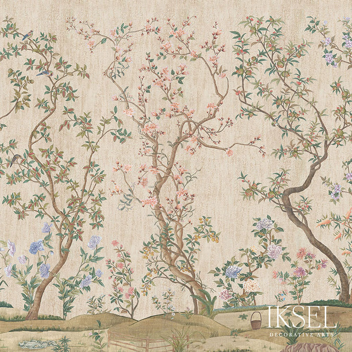 Schumacher Imperial Garden Crackled Beige Wallpaper IK3103