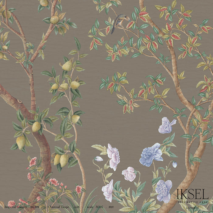 Schumacher Imperial Garden Charcoal Taupe Wallpaper IK3107