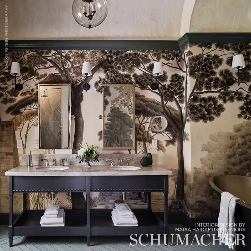 Schumacher Italian Panoramic Sepia Tones Wallpaper IK3201