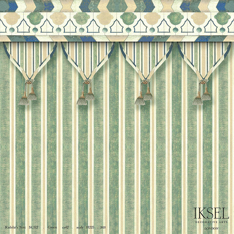 Schumacher Kubilai's Tent Green Wallpaper IK3601