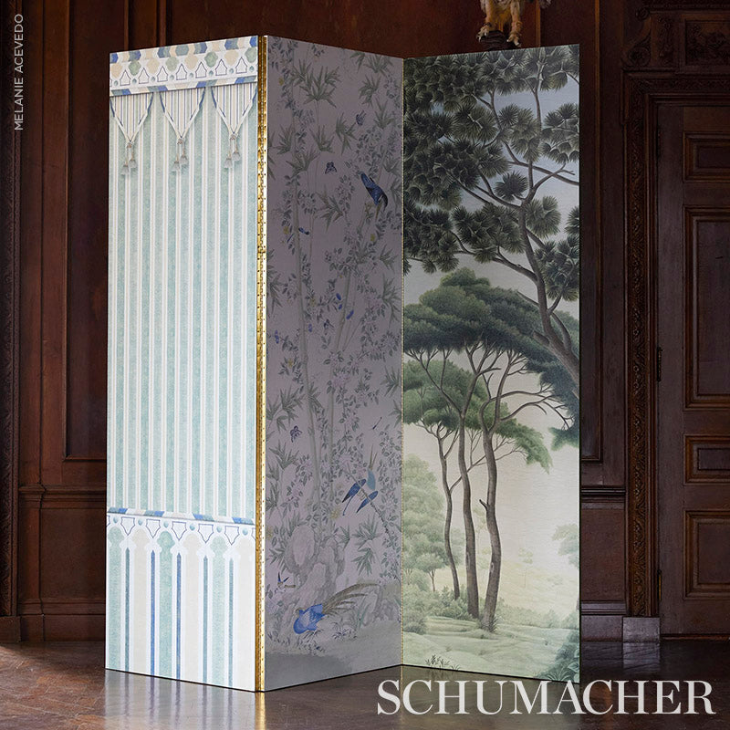 Schumacher Kubilai's Tent Green Wallpaper IK3601