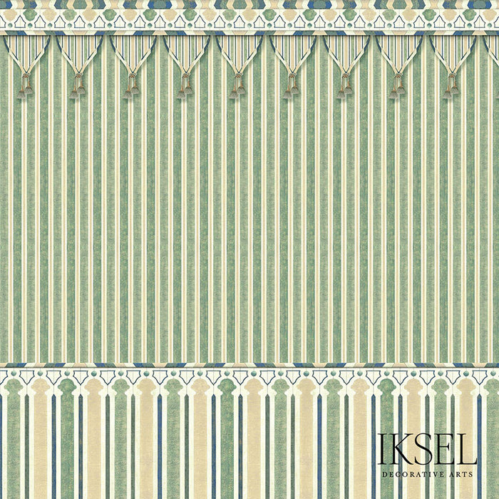 Schumacher Kubilai's Tent Green Wallpaper IK3601