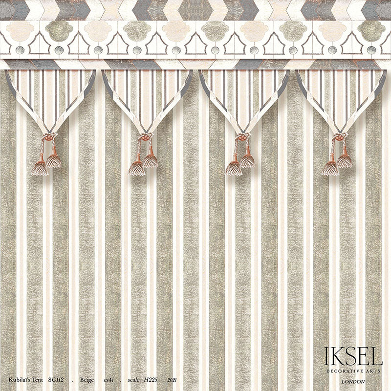 Schumacher Kubilai's Tent Beige Wallpaper IK3602