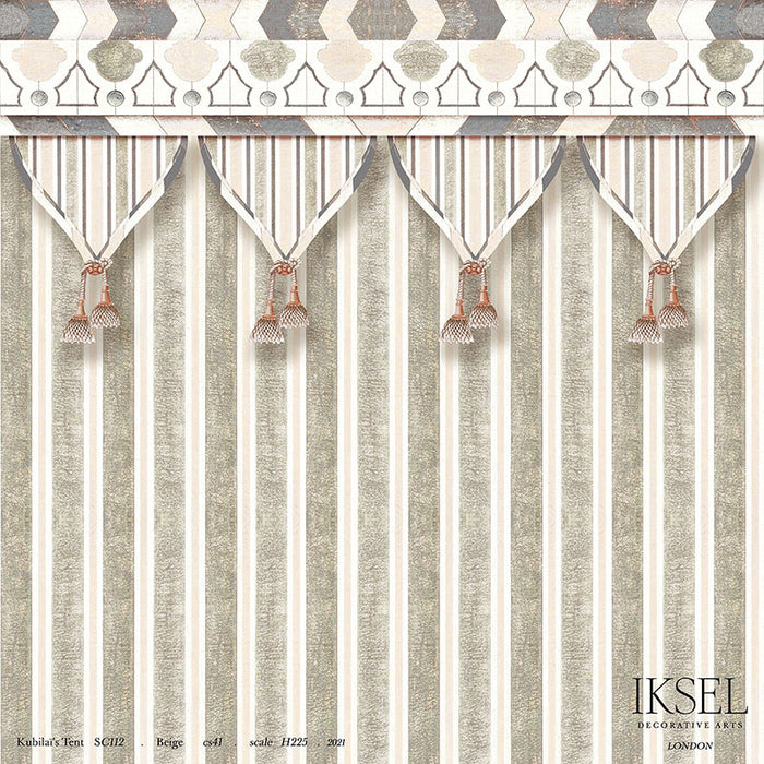 Schumacher Kubilai's Tent Beige Wallpaper IK3602