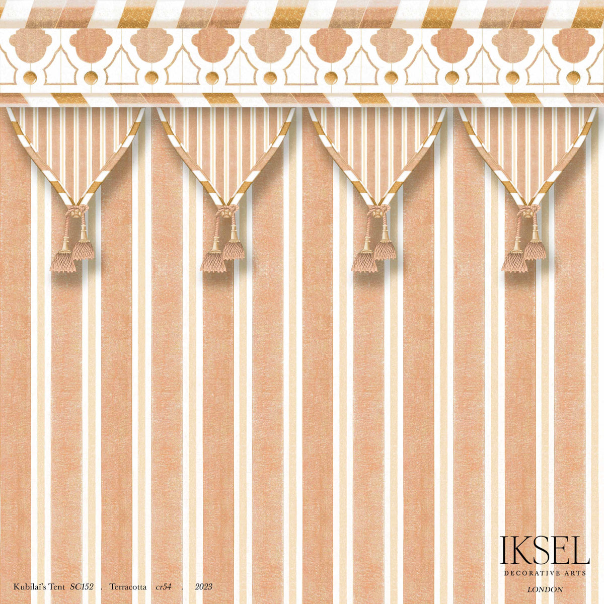 Schumacher Kubilai's Tent Terra Cotta Wallpaper IK3604