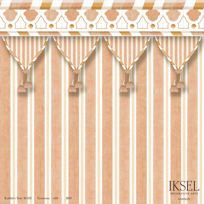 Schumacher Kubilai's Tent Terra Cotta Wallpaper IK3604