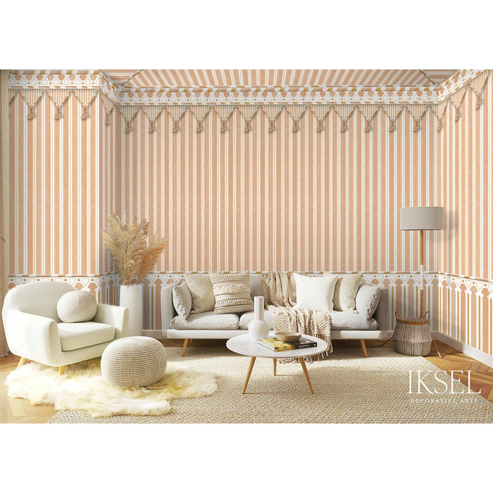 Schumacher Kubilai's Tent Terra Cotta Wallpaper IK3604