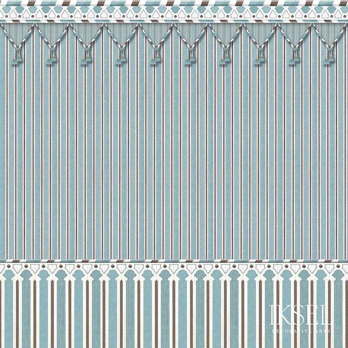 Schumacher Kubilai's Tent Turquoise Wallpaper IK3605