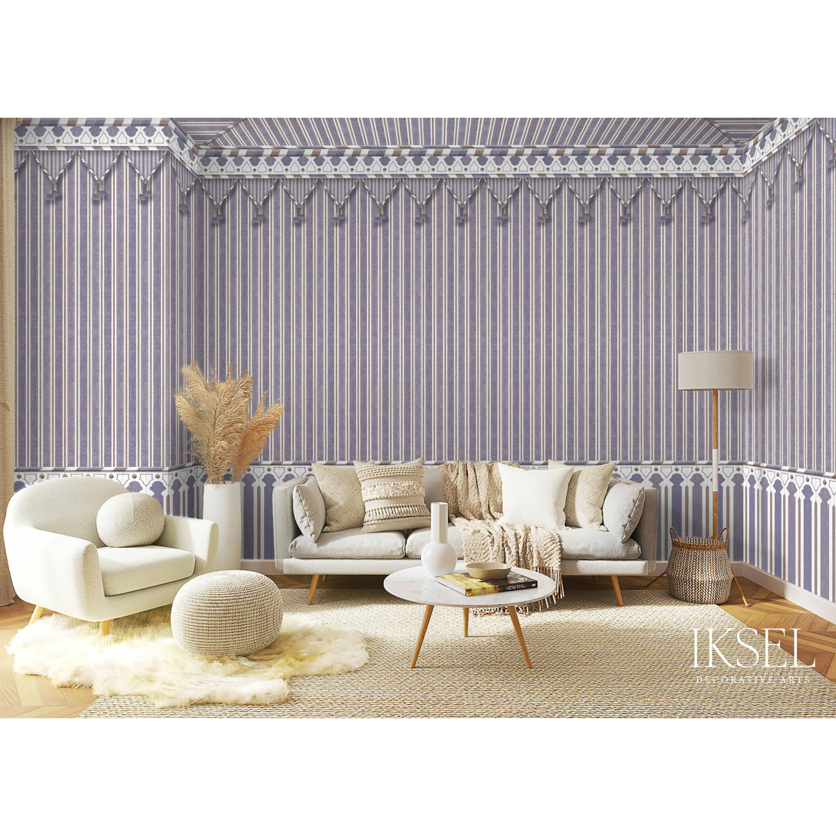 Schumacher Kubilai's Tent Mauve Wallpaper IK3606