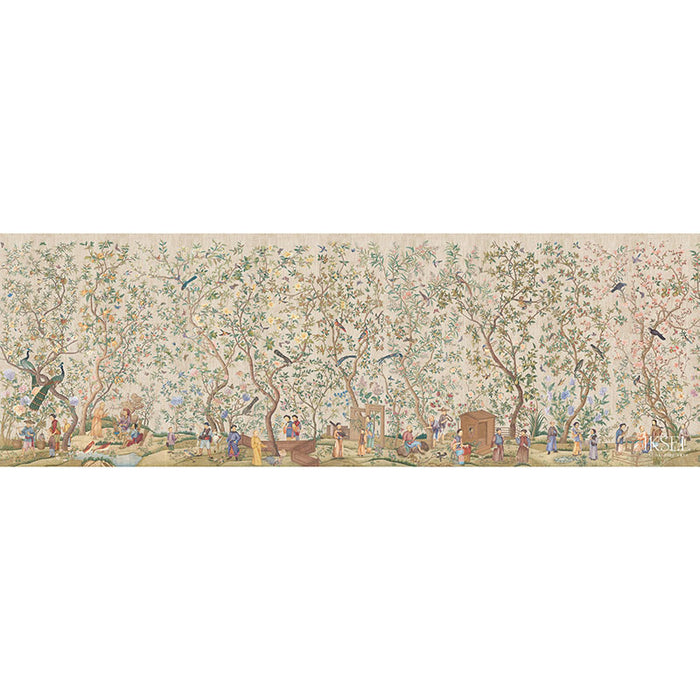 Schumacher Qianlong Garden Crackled Beige Wallpaper IK4103