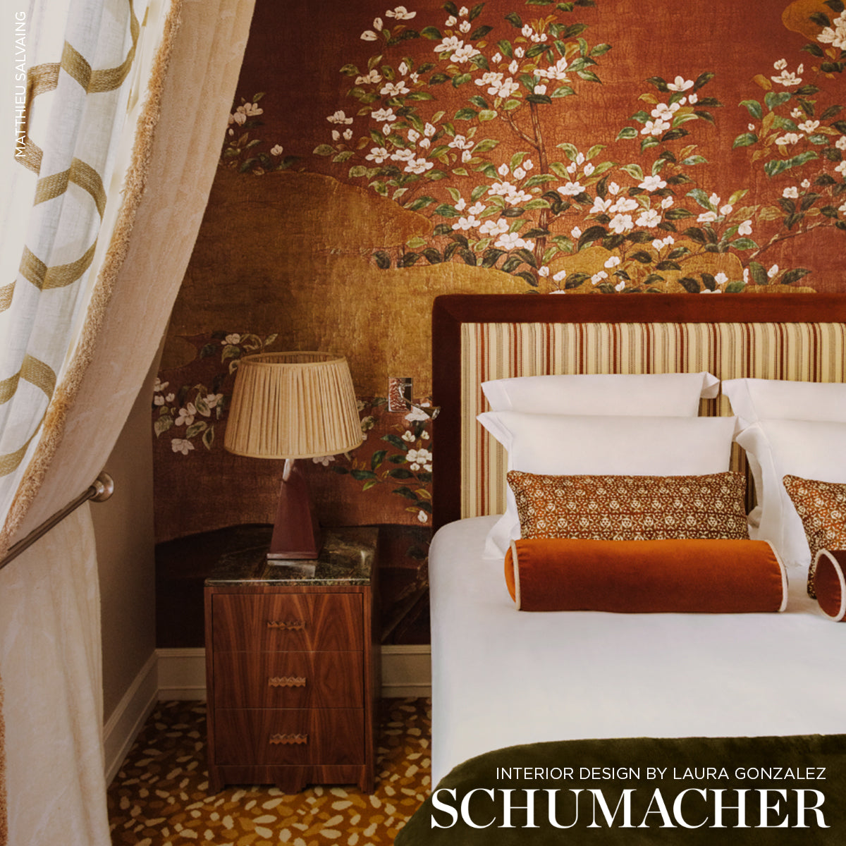 Schumacher White Blossom Original Wallpaper IK4200