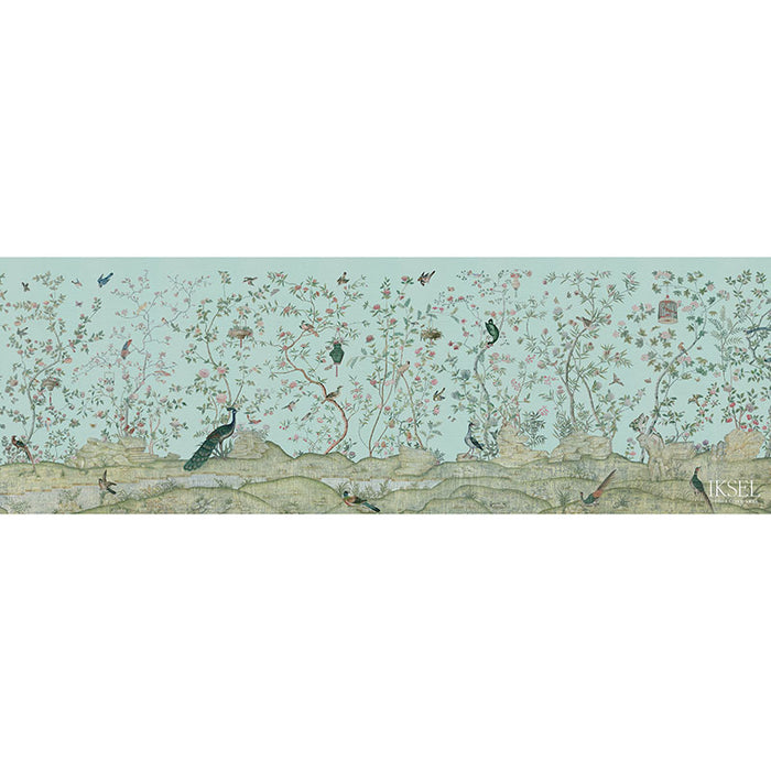 Schumacher Xanadu Landscape Celadon Wallpaper Sample IK4404