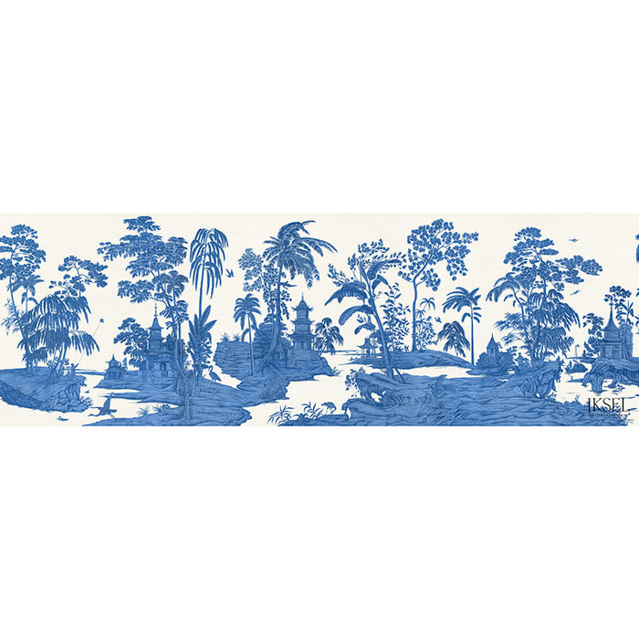 Schumacher Exotic Chinoiserie Blue & White Wallpaper IK4900