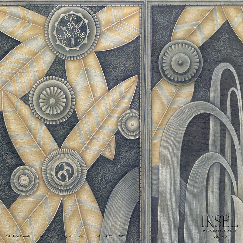 Schumacher Art Deco Fountain Original Wallpaper IK6000