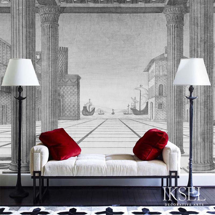 Schumacher Brunelleschi Perspective Grey Tones Wallpaper IK6202