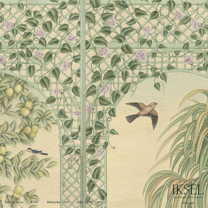 Schumacher Trellis Exotica Multicolor Wallpaper IK6600