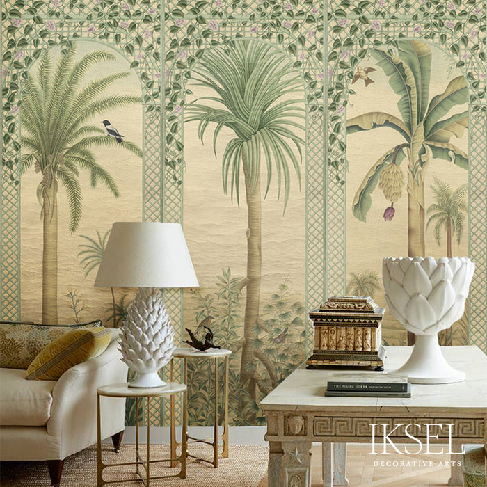 Schumacher Trellis Exotica Multicolor Wallpaper IK6600