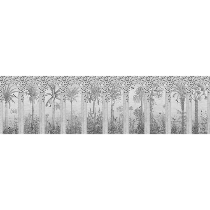 Schumacher Trellis Exotica Grey Tones Wallpaper IK6602